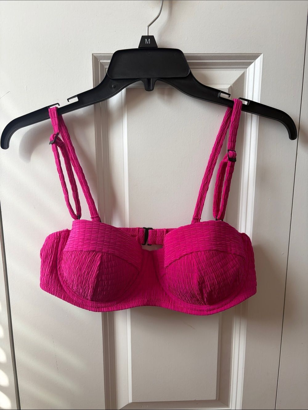 DKNY Hot Pink Textured Bandeau Bikini Top Size Medium